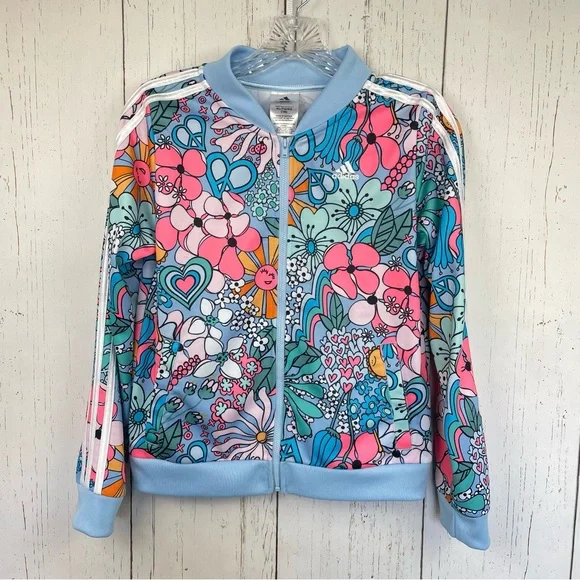 adidas Jackets Coats Adidas Floral Heart Peace Print Track
